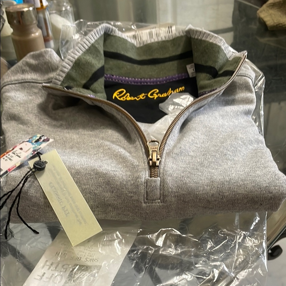 Robert Graham Gray Quarter-Zip Sweatshirt